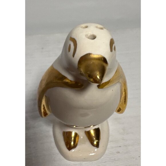 Ceramic Penguin Salt Shaker With Gold Accents - Picture 5 of 7